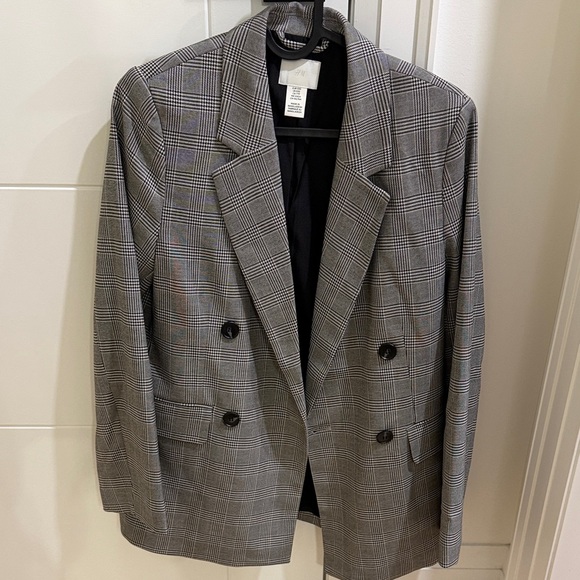 Gray Glen Plaid Double-Breasted Blazer - Picture 2 of 3